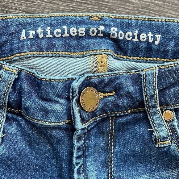 Sz25 Articles of Society Skinny Distressed Raw Hem Denim in Wood Wash VVGUC - Picture 9 of 14